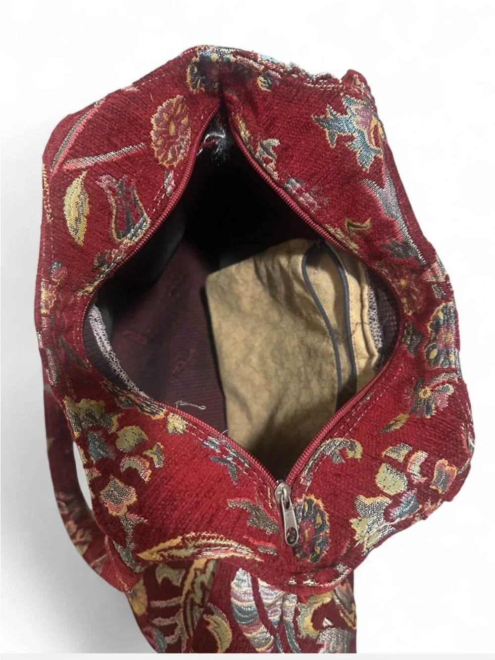 Vintage Handmade Tapestry Bag made in Istanbul Tapestry Shoulder Bag – Burgundy